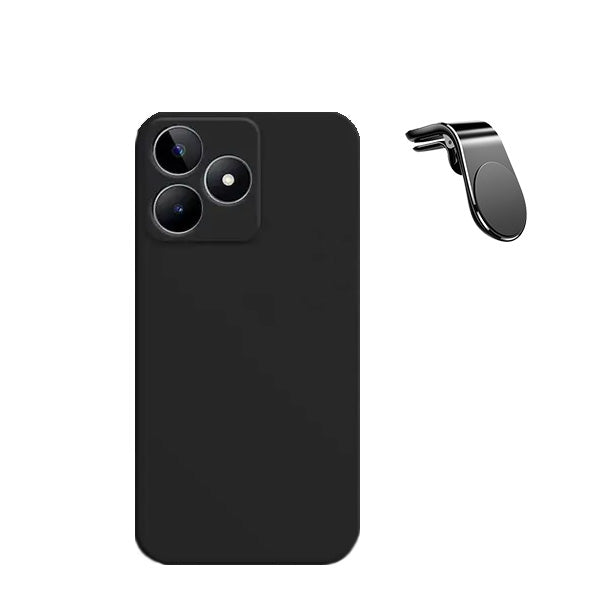Kit Suporte de Carro Magnético L + Capa Proteção Traseira Silicone GIFT4ME para Realme C53 - Preto
