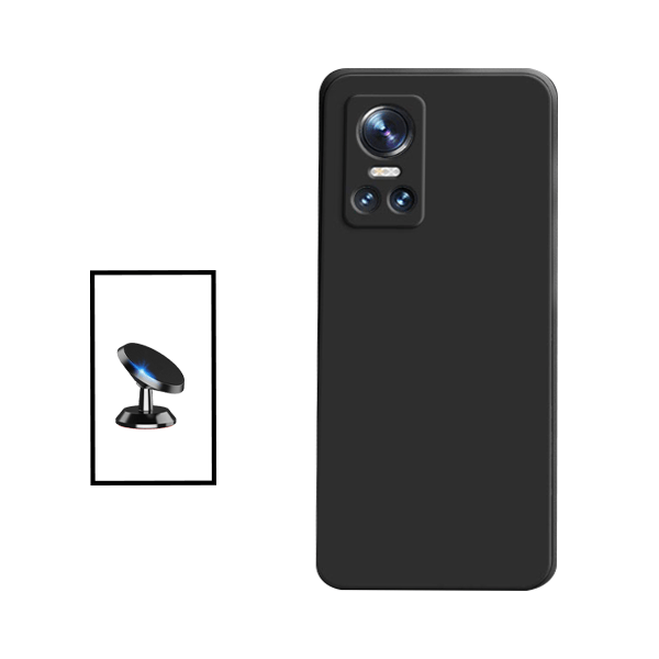 Kit Suporte Magnético + Capa Proteção Traseira Silicone para Realme GT Neo 3 - Preto