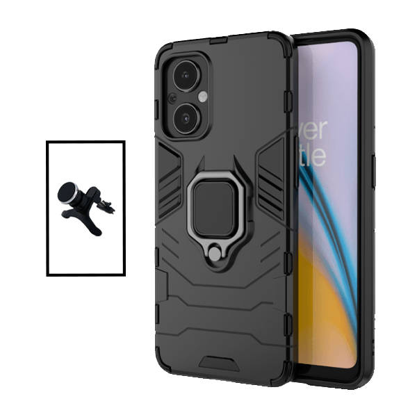 Kit Suporte Magnético Com Pernas + Capa de Proteção Militar Magnética para OnePlus Nord N20 5G - Preto