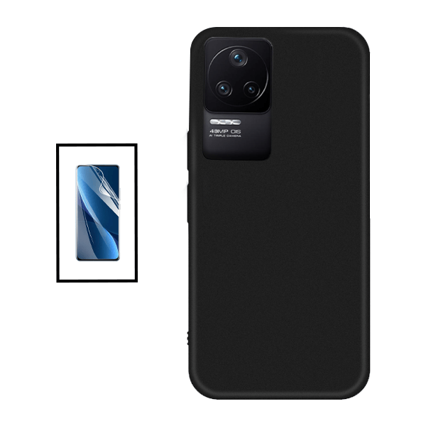 Kit Película Protectora de Hydrogel Frente + Capa Proteção Traseira Silicone para Xiaomi Redmi K50 Pro - Preto