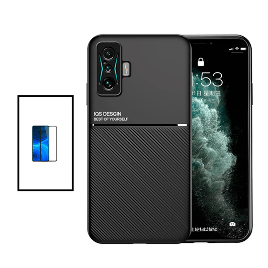 Kit Capa Traseira Magnética Anti Choque + Película de Vidro Temperado GorilasGlass para Xiaomi Redmi K50 Gaming - Preto