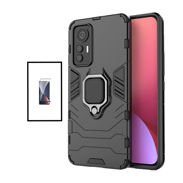 Kit Película de Vidro Temperado GorilasGlass Curvado + Capa de Proteção Militar Magnética para Xiaomi 12X - Preto