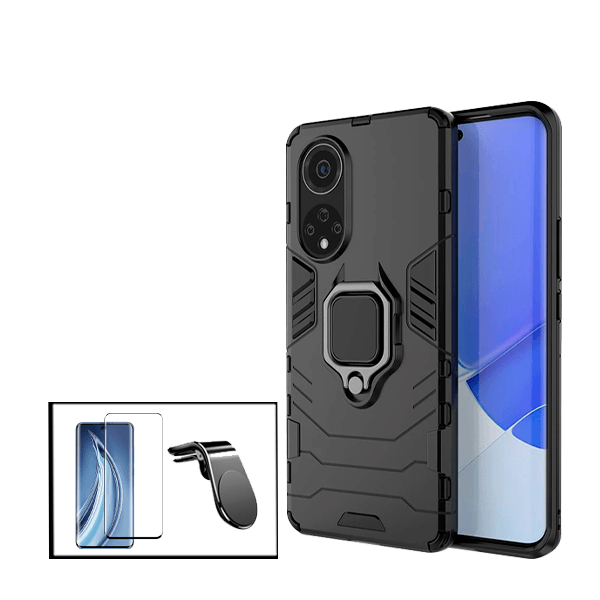 Kit Película de Vidro Temperado GorilasGlass + Capa de Proteção Militar Magnética + Suporte de Carro Magnético L para Huawei Nova 9