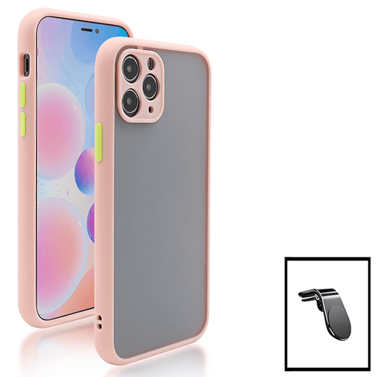 Kit Capa Traseira Proteção Camara + Suporte de Carro Magnético L para iPhone 13 - Rosa