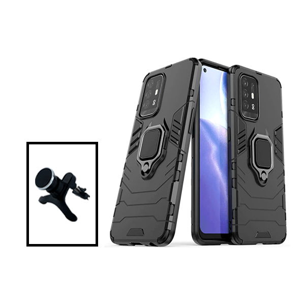 Kit Suporte Magnético Com Pernas + Capa de Proteção Militar Magnética para Oppo Reno5 Z - Preto
