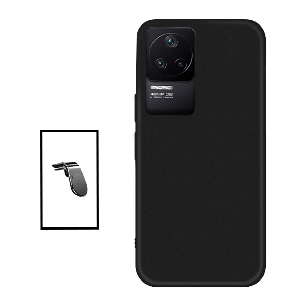 Kit Suporte de Carro Magnético L + Capa Proteção Traseira Silicone para Xiaomi Redmi K40S - Preto