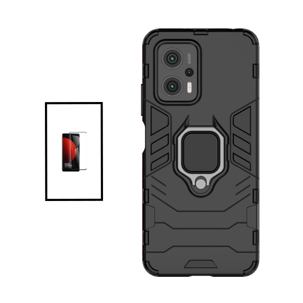 Kit Película de Vidro Temperado GorilasGlass + Capa de Proteção Militar Magnética para Xiaomi Redmi K50i - Preto