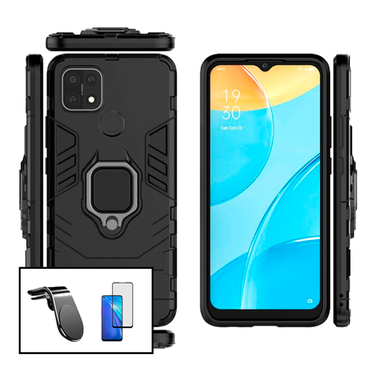 Kit Película de Vidro Temperado GorilasGlass + Capa de Proteção Militar Magnética + Suporte de Carro Magnético L para Realme C25S