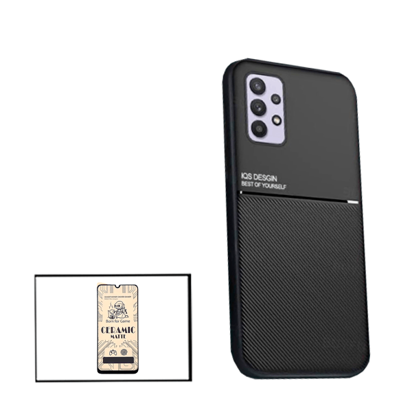 Kit Capa Traseira Magnética Anti Choque + Vidro Temperado Ceramica Full Cover Curvado para Samsung Galaxy M32 5G