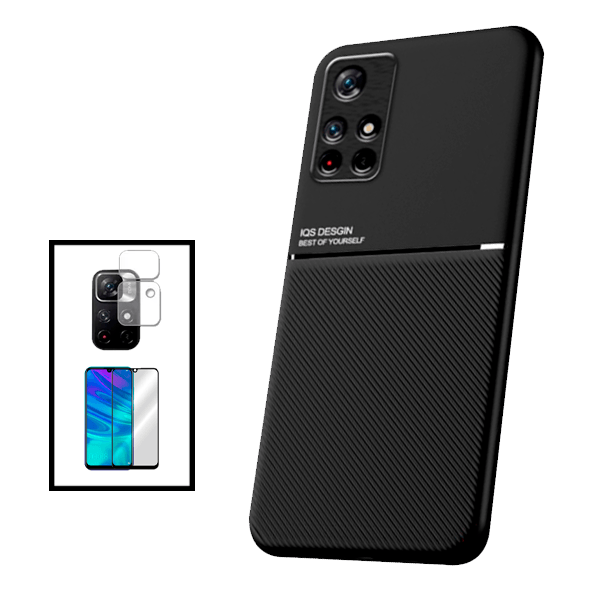 Kit Capa Traseira Magnética Anti Choque + Película de Vidro Temperado GorilasGlass + Película Protectora para Câmara Traseira para Xiaomi Poco M4 Pro 5G