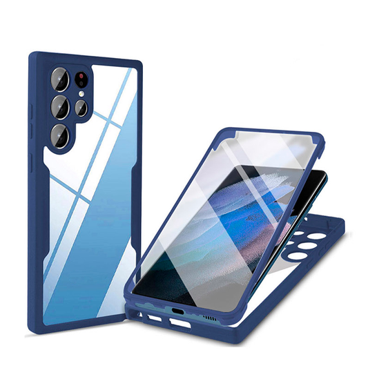 Capa 360° Proteção Frente e Verso para Samsung Galaxy S22 Ultra 5G - Azul Escuro