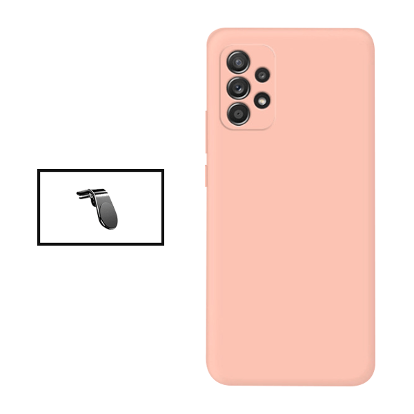 Kit Suporte de Carro Magnético L + Capa Proteção Traseira Silicone para Samsung Galaxy A53 5G - Rosa