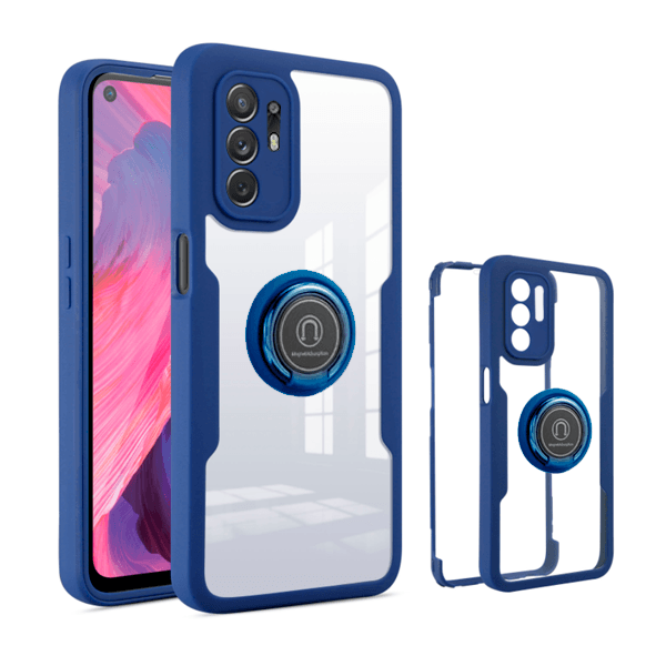 Capa 360° Proteção Frente e Verso Com Anel Magnetico para Oppo A94 5G - Azul escuro