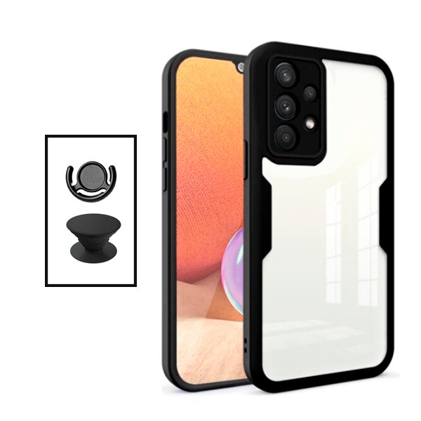 Kit Capa 360° Proteção Frente e Verso + 1 HandHolder + 1 Suporte HandHolder Preto para Samsung Galaxy A13 - Preto