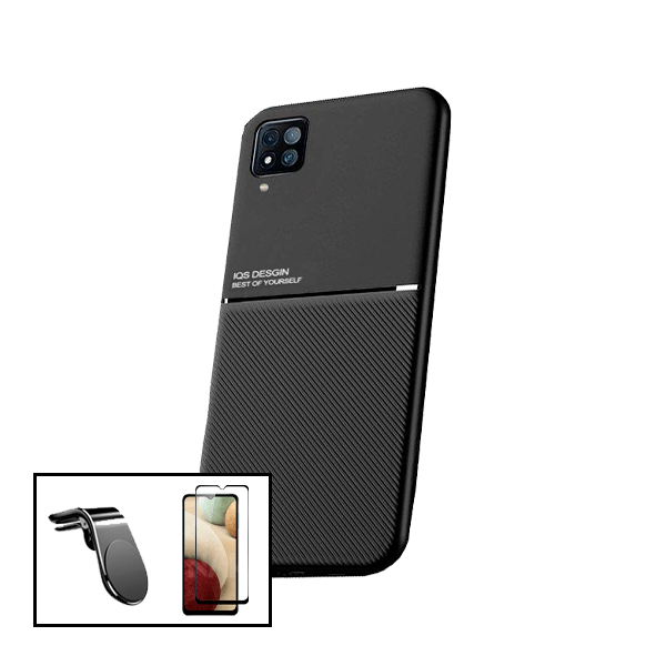 Kit Capa Traseira Magnética Anti Choque + Película de Vidro Temperado GorilasGlass + Suporte de Carro Magnético L para Samsung Galaxy M12