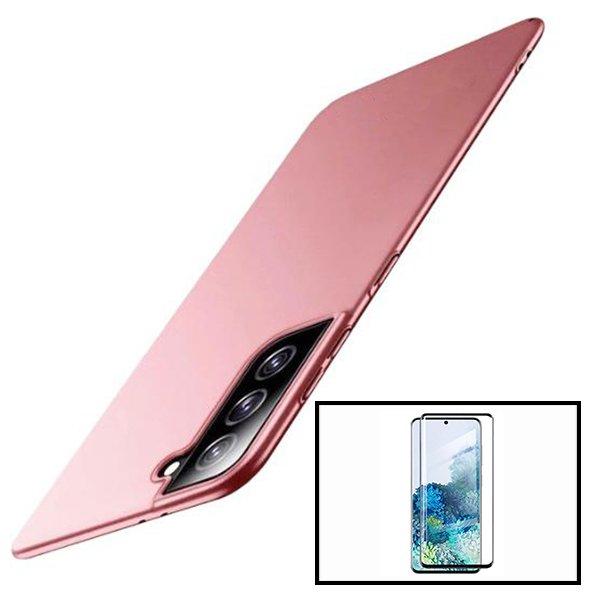 Kit Película de Vidro Temperado GorilasGlass + Capa Rígida e Fina para Samsung Galaxy S21 FE 5G - Rosa