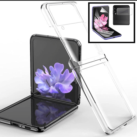 Kit Capa Traseira Super Proteção Transparente + Película Protectora de Hydrogel Frente + Película de Câmara para Samsung Galaxy Z Flip3