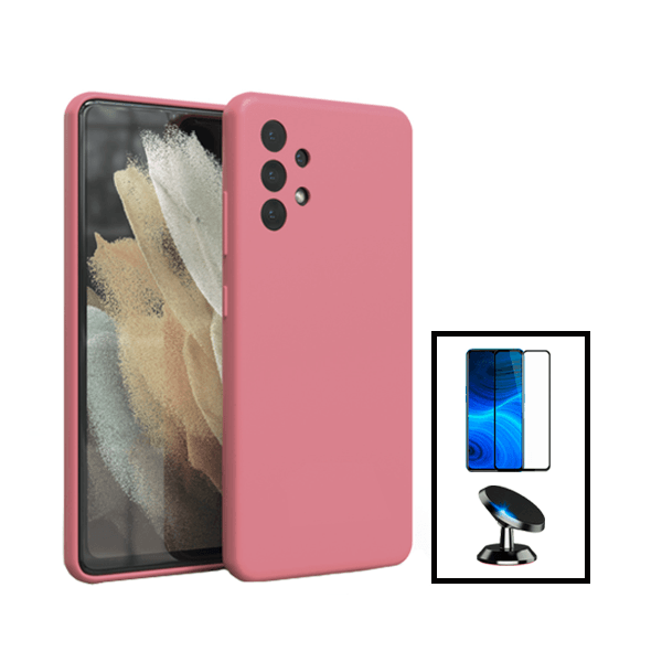 Kit Película de Vidro Temperado GorilasGlass + Capa Proteção Traseira Silicone + Suporte Magnético para Samsung Galaxy A13 - Rosa
