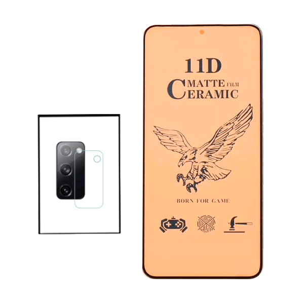 KIT Vidro Temperado Ceramica Full Cover + Película Protectora para Câmara Traseira para Samsung Galaxy S20 FE