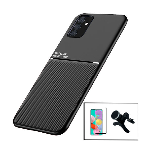 Kit Capa Traseira Magnética Anti Choque + Película de Vidro Temperado GorilasGlass Curvado + Suporte Magnético Com Pernas para Samsung Galaxy M52 5G