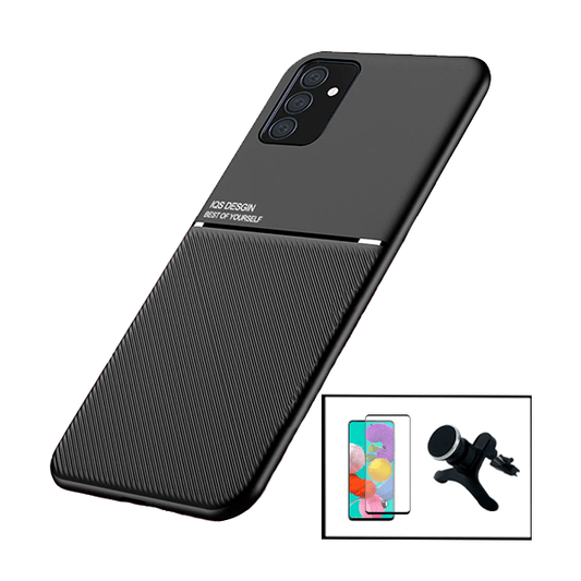 Kit Capa Traseira Magnética Anti Choque + Película de Vidro Temperado GorilasGlass Curvado + Suporte Magnético Com Pernas para Samsung Galaxy M52 5G