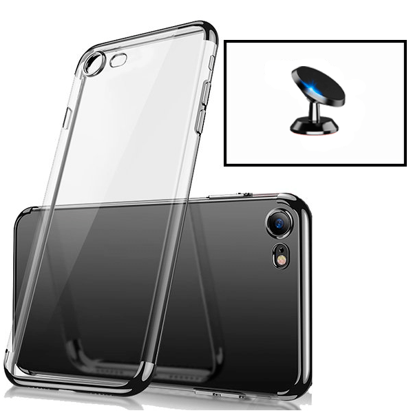 Kit Suporte Magnético + Capa Proteção Traseira Super Slim para Apple iPhone SE 2022 - Preto