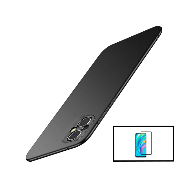 Kit Película de Vidro Temperado GorilasGlass + Capa Rígida e Fina para Oppo Reno7 Lite - Preto