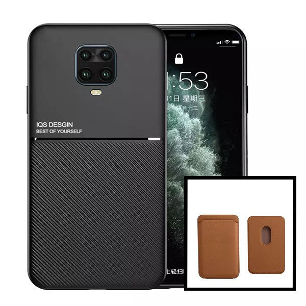 Kit Capa Traseira Magnética Anti Choque + Carteira Magnetica Castanho para Xiaomi Redmi Note 10 Lite