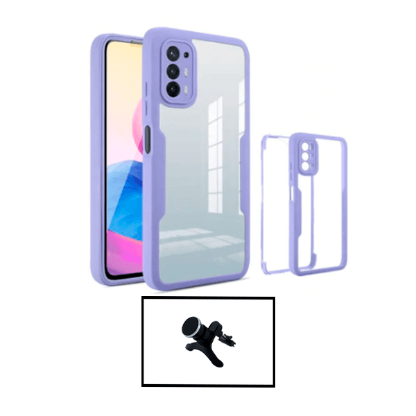Kit Capa 360° Proteção Frente e Verso + Suporte Magnético Com Pernas para Oppo A94 5G - Lilás