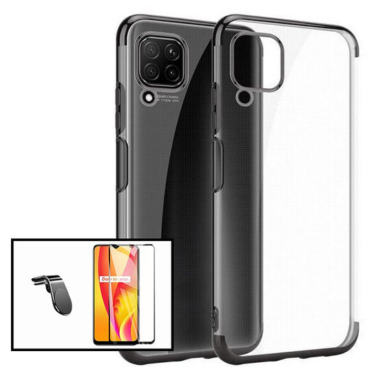 Kit Película de Vidro Temperado GorilasGlass + Capa Proteção Traseira Super Slim + Suporte Magnético L Safe Drive para Samsung Galaxy M12 - Preto