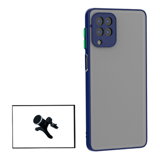 Kit Capa Traseira Proteção Camara + Suporte Magnético Com Pernas para Samsung Galaxy A12 - Azul