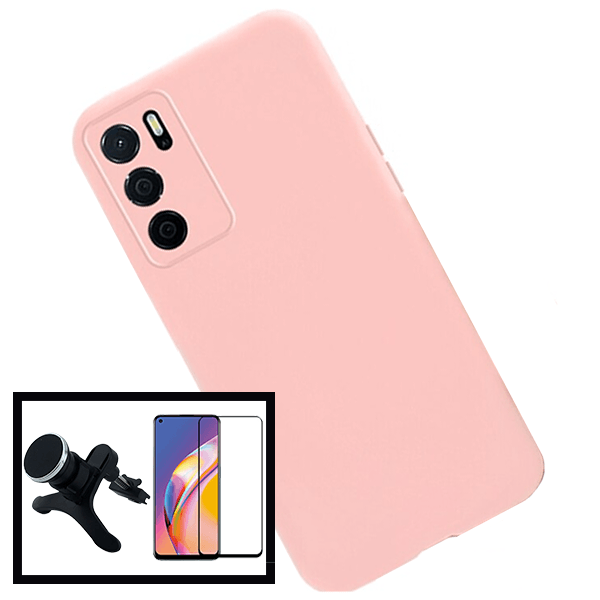 Kit Suporte Magnético Com Pernas + Capa Proteção Traseira Silicone para Oppo A16 - Rosa