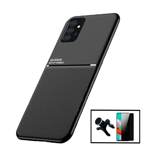 Kit Capa Traseira Magnética Anti Choque + Película de Vidro Temperado Privacidade + Suporte Magnético Com Pernas para Samsung Galaxy A52