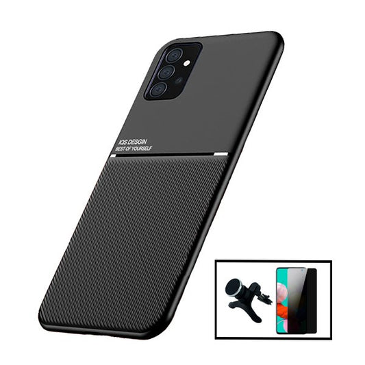 Kit Capa Traseira Magnética Anti Choque + Película de Vidro Temperado Privacidade + Suporte Magnético Com Pernas para Samsung Galaxy A52 5G