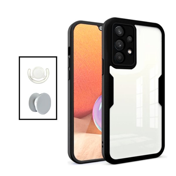 Kit Capa 360° Proteção Frente e Verso + 1 HandHolder + 1 Suporte HandHolder Branco para Samsung Galaxy A13 - Preto