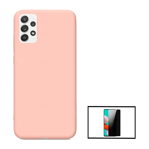 Kit Película de Vidro Temperado Privacidade + Capa Proteção Traseira Silicone para Samsung Galaxy A52s 5G - Rosa