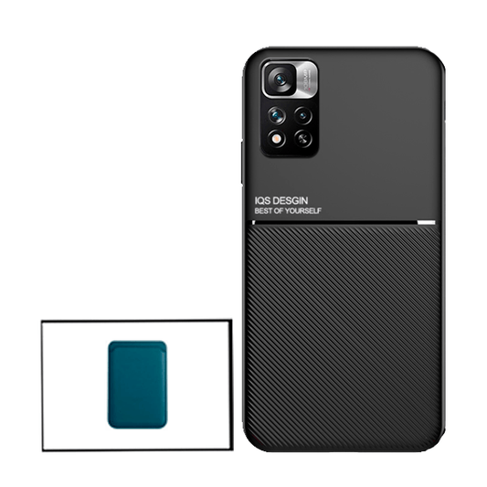 Kit Capa Traseira Magnética Anti Choque + Carteira Magnetica Azul para Xiaomi Redmi Note 11E Pro - Preto