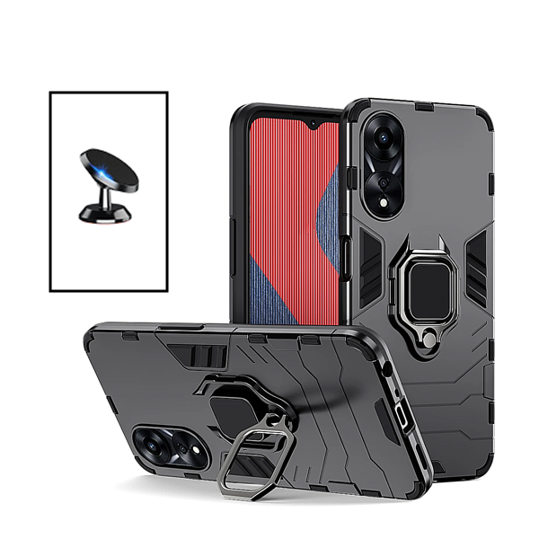 Kit Suporte Magnético + Capa de Proteção Militar Magnética para Oppo A58 - Preto