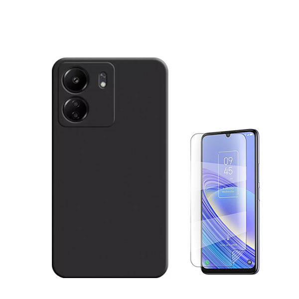 Kit Película Protectora de Hydrogel Frente + Capa Proteção Traseira Silicone GIFT4ME para Xiaomi Redmi 13C - Preto