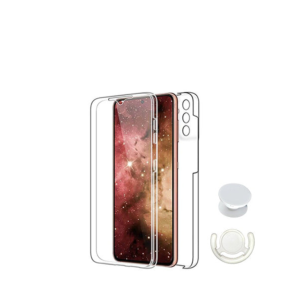 Kit Capa 360° Proteção Frente e Verso + 1 HandHolder + 1 Suporte HandHolder Branco GIFT4ME para Samsung Galaxy S24 Plus + 5G - Transparente/Branco