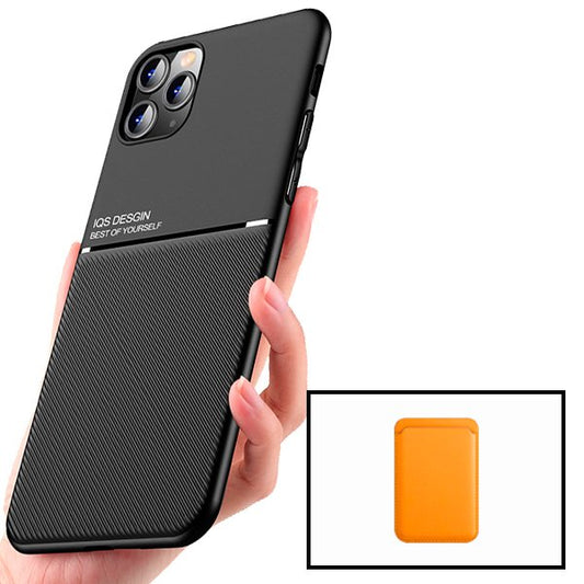 Kit Capa Traseira Magnética Anti Choque + Carteira Magnética Laranja para Xiaomi Mi 11 Lite