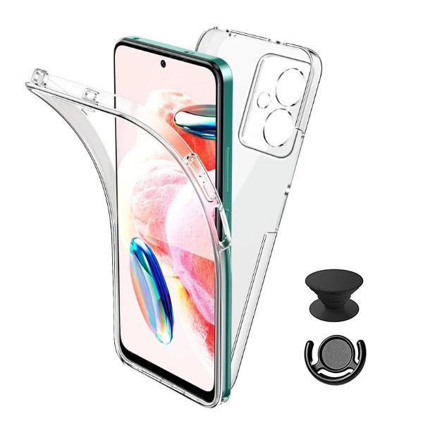 Kit Capa 360° Proteção Frente e Verso + 1 HandHolder + 1 Suporte HandHolder Preto GIFT4ME para Xiaomi Redmi Note 13 Pro + Plus 5G - Transparente/Preto