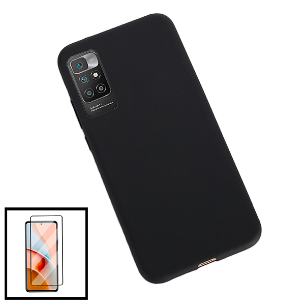 Kit Película de Vidro Temperado GorilasGlass + Capa Proteção Traseira Silicone para Xiaomi Redmi Note 11 4G - Preto