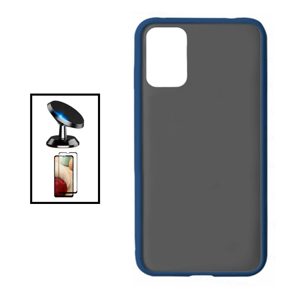 Kit Película de Vidro Temperado GorilasGlass + Capa de Proteção Militar Magnética Janela Deslizante + Suporte Magnético para Samsung Galaxy A13 - Azul/Transparente