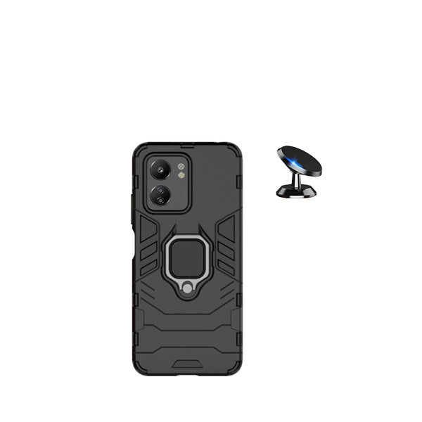 Kit Suporte Magnético + Capa de Proteção Militar Magnética GIFT4ME para Xiaomi Redmi 13C - Preto