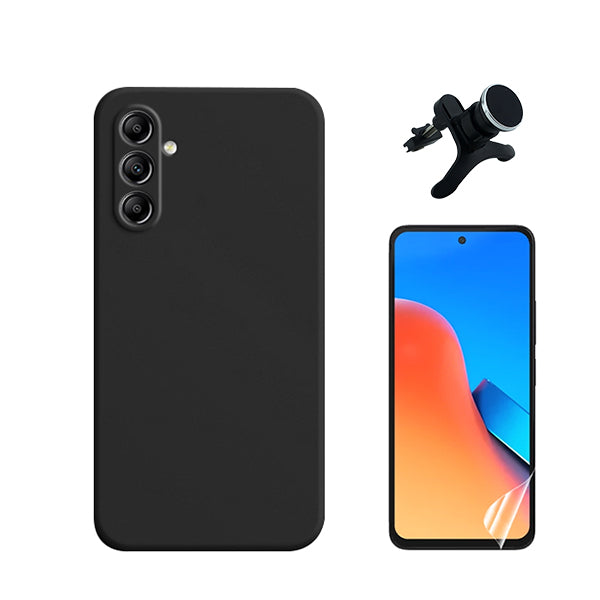 Kit Película Protectora de Hydrogel Frente + Capa Proteção Traseira Silicone + Suporte Magnético Com Pernas GIFT4ME para Samsung Galaxy S23 FE - Preto