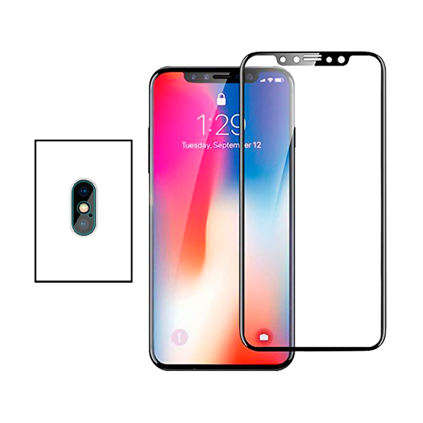 Kit Película Protectora para Câmara Traseira + Película de Vidro Temperado GorilasGlass para iPhone X / XS