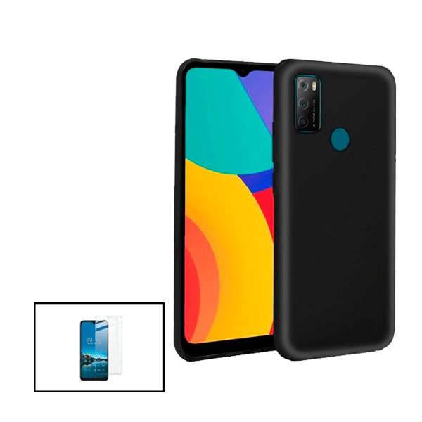 Kit Película de Vidro Temperado GorilasGlass + Capa Proteção Traseira Silicone para Alcatel 1L Pro 2021