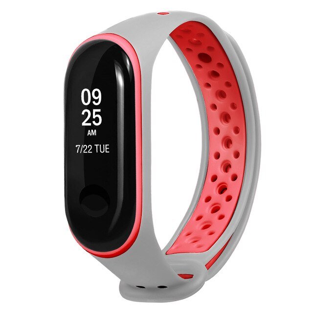 Bracelete Desportiva para Xiaomi Mi Band 3 - Cinza / Vermelho