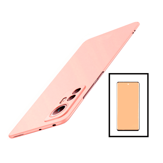 Kit Película de Vidro Temperado GorilasGlass Curvado + Capa Rígida e Fina para Xiaomi 12 - Rosa